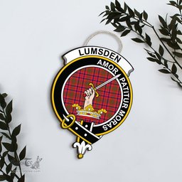 ScotsTee Shop Scottish Lumsden Modern Clan Scottish Crest Tartan Wooden Hanging Wall Art Sign