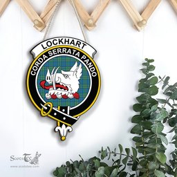 ScotsTee Shop Scottish Lockhart Clan Scottish Crest Tartan Wooden Hanging Wall Art Sign