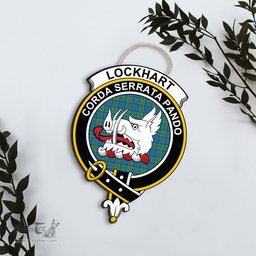 ScotsTee Shop Scottish Lockhart Clan Scottish Crest Tartan Wooden Hanging Wall Art Sign
