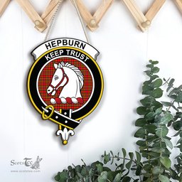 ScotsTee Shop Scottish Hepburn Clan Scottish Crest Tartan Wooden Hanging Wall Art Sign