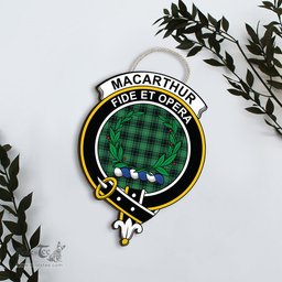 ScotsTee Shop Scottish MacArthur Ancient Clan Scottish Crest Tartan Wooden Hanging Wall Art Sign