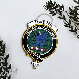 ScotsTee Shop Scottish Forsyth Ancient Clan Scottish Crest Tartan Wooden Hanging Wall Art Sign