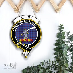 ScotsTee Shop Scottish Elliot Modern Clan Scottish Crest Tartan Wooden Hanging Wall Art Sign