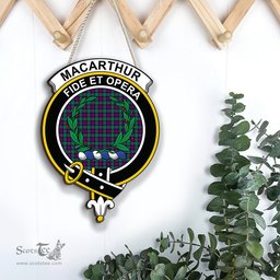 ScotsTee Shop Scottish MacArthur - Milton Clan Scottish Crest Tartan Wooden Hanging Wall Art Sign