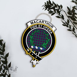 ScotsTee Shop Scottish MacArthur - Milton Clan Scottish Crest Tartan Wooden Hanging Wall Art Sign