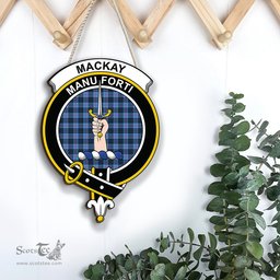 ScotsTee Shop Scottish MacKay Blue Clan Scottish Crest Tartan Wooden Hanging Wall Art Sign