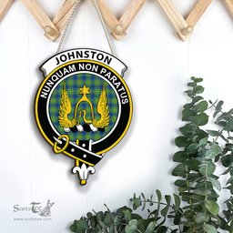 ScotsTee Shop Scottish Johnston Ancient Clan Scottish Crest Tartan Wooden Hanging Wall Art Sign