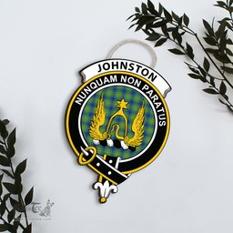 ScotsTee Shop Scottish Johnston Ancient Clan Scottish Crest Tartan Wooden Hanging Wall Art Sign