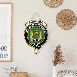 ScotsTee Shop Scottish Johnston Ancient Clan Scottish Crest Tartan Wooden Hanging Wall Art Sign