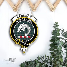 ScotsTee Shop Scottish Kennedy Modern Clan Scottish Crest Tartan Wooden Hanging Wall Art Sign