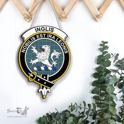 ScotsTee Shop Scottish Inglis Ancient Clan Scottish Crest Tartan Wooden Hanging Wall Art Sign