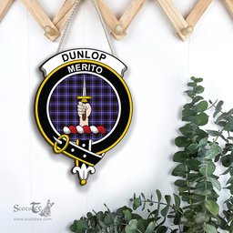 ScotsTee Shop Scottish Dunlop Modern Clan Scottish Crest Tartan Wooden Hanging Wall Art Sign