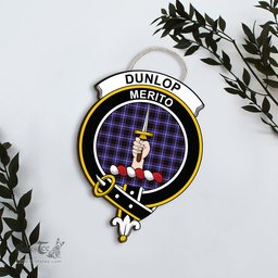 ScotsTee Shop Scottish Dunlop Modern Clan Scottish Crest Tartan Wooden Hanging Wall Art Sign