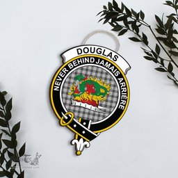 ScotsTee Shop Scottish Douglas Grey Modern Clan Scottish Crest Tartan Wooden Hanging Wall Art Sign