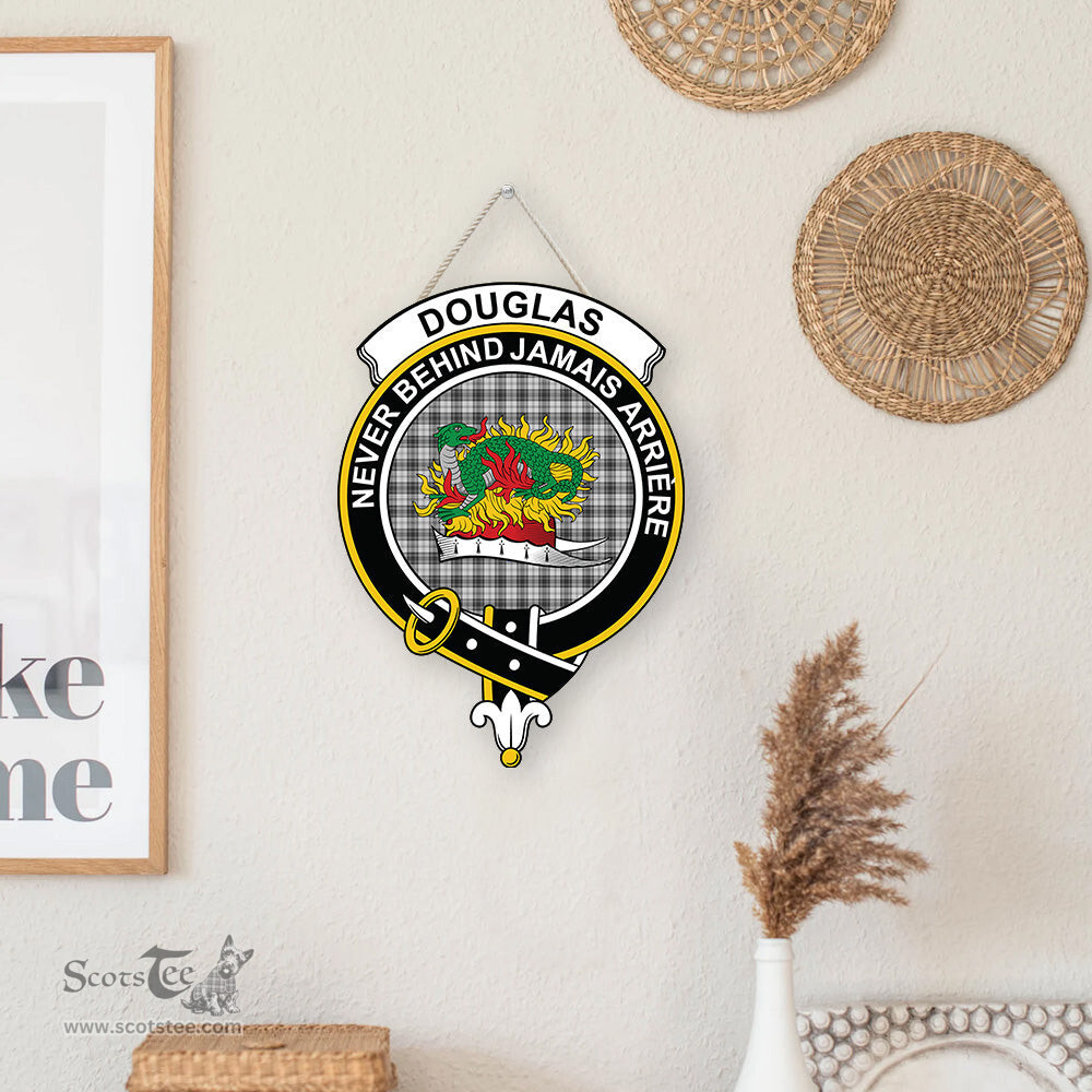 ScotsTee Shop Scottish Douglas Grey Modern Clan Scottish Crest Tartan Wooden Hanging Wall Art Sign