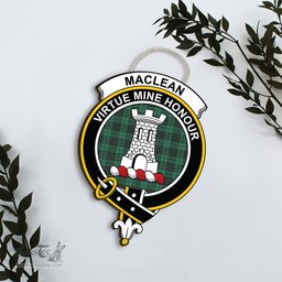 ScotsTee Shop Scottish MacLean Hunting Ancient Clan Scottish Crest Tartan Wooden Hanging Wall Art Sign