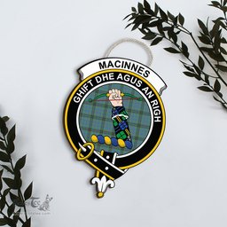 ScotsTee Shop Scottish MacInnes Ancient Clan Scottish Crest Tartan Wooden Hanging Wall Art Sign