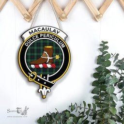 ScotsTee Shop Scottish MacAulay Hunting Ancient Clan Scottish Crest Tartan Wooden Hanging Wall Art Sign