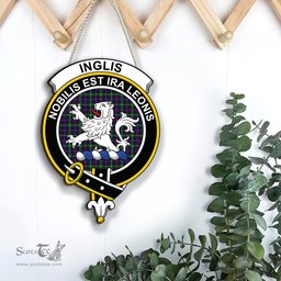 ScotsTee Shop Scottish Inglis Modern Clan Scottish Crest Tartan Wooden Hanging Wall Art Sign