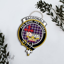 ScotsTee Shop Scottish MacDonald Dress Modern Clan Scottish Crest Tartan Wooden Hanging Wall Art Sign