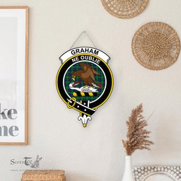 ScotsTee Shop Scottish Graham of Menteith Modern Clan Scottish Crest Tartan Wooden Hanging Wall Art Sign
