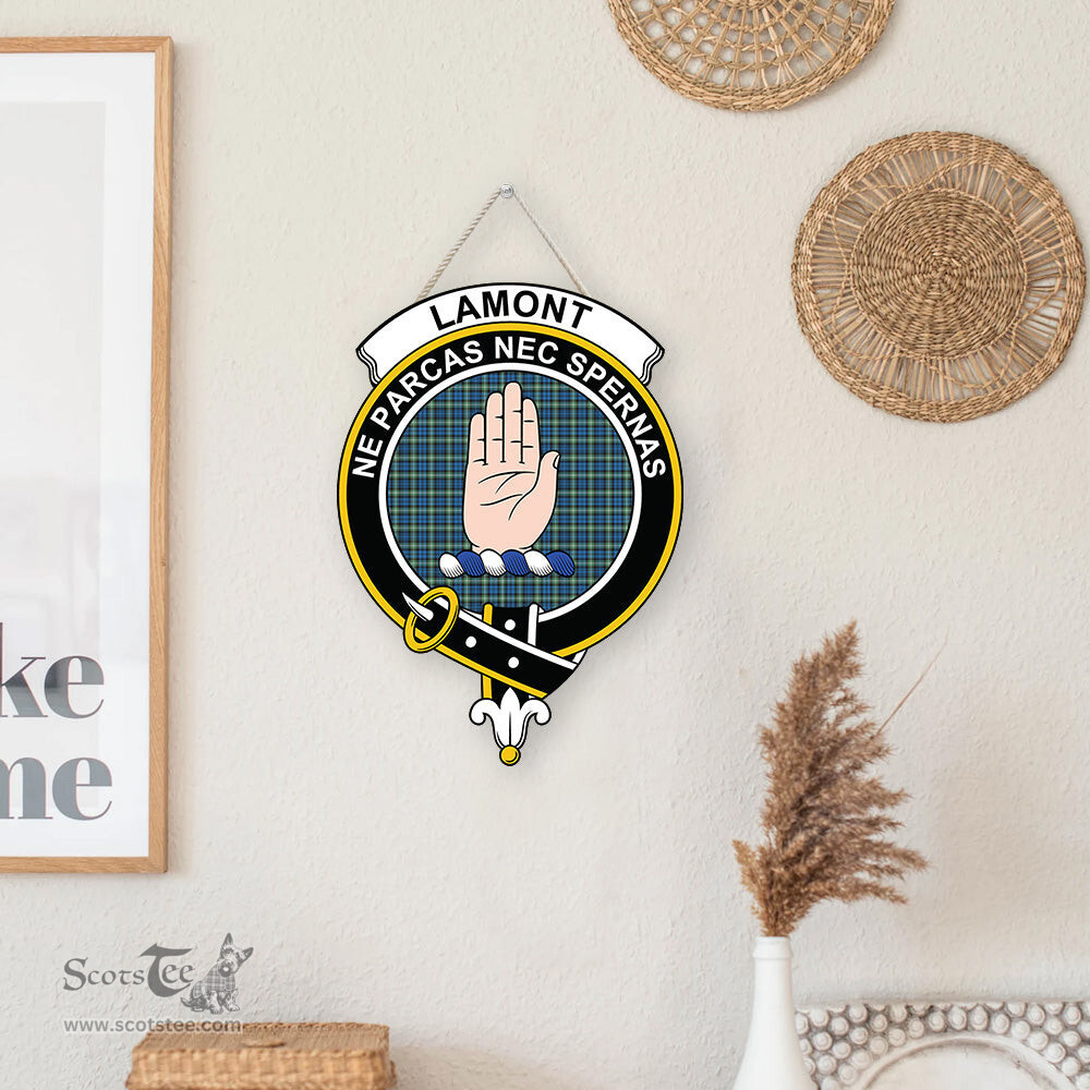 ScotsTee Shop Scottish Lamont Ancient Clan Scottish Crest Tartan Wooden Hanging Wall Art Sign