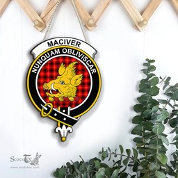 ScotsTee Shop Scottish MacIver Modern Clan Scottish Crest Tartan Wooden Hanging Wall Art Sign