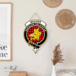ScotsTee Shop Scottish MacIver Modern Clan Scottish Crest Tartan Wooden Hanging Wall Art Sign