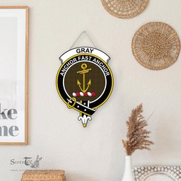ScotsTee Shop Scottish Gray Clan Scottish Crest Tartan Wooden Hanging Wall Art Sign