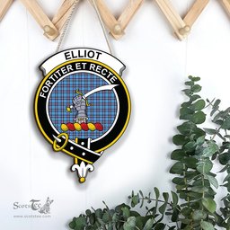 ScotsTee Shop Scottish Elliot Ancient Clan Scottish Crest Tartan Wooden Hanging Wall Art Sign