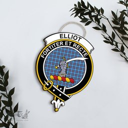ScotsTee Shop Scottish Elliot Ancient Clan Scottish Crest Tartan Wooden Hanging Wall Art Sign