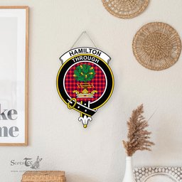 ScotsTee Shop Scottish Hamilton Modern Clan Scottish Crest Tartan Wooden Hanging Wall Art Sign