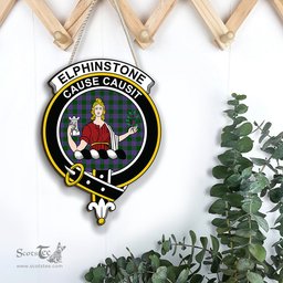 ScotsTee Shop Scottish Elphinstone Clan Scottish Crest Tartan Wooden Hanging Wall Art Sign
