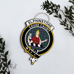 ScotsTee Shop Scottish Elphinstone Clan Scottish Crest Tartan Wooden Hanging Wall Art Sign