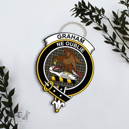 ScotsTee Shop Scottish Graham of Menteith Weathered Clan Scottish Crest Tartan Wooden Hanging Wall Art Sign