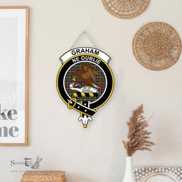 ScotsTee Shop Scottish Graham of Menteith Weathered Clan Scottish Crest Tartan Wooden Hanging Wall Art Sign