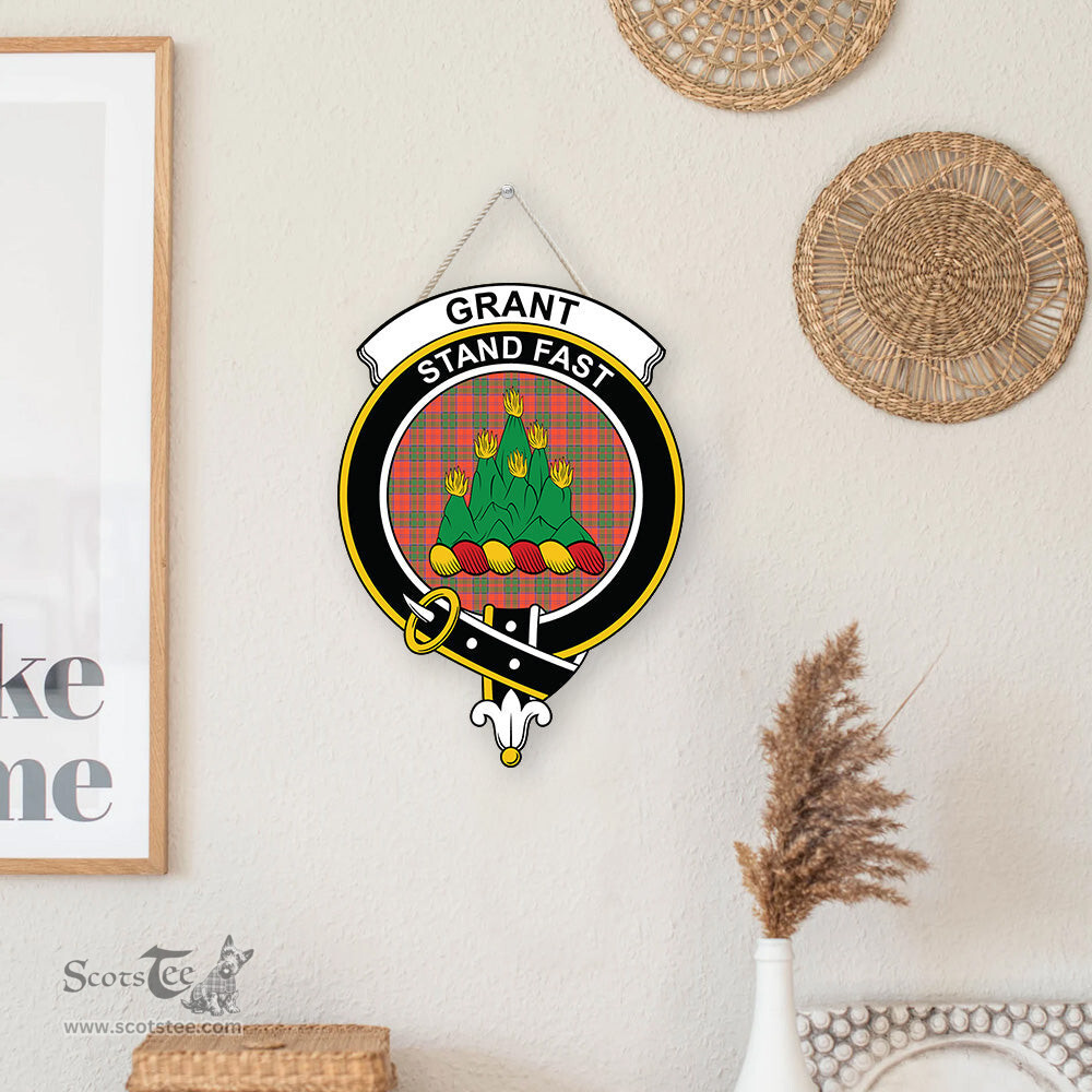 ScotsTee Shop Scottish Grant Ancient Clan Scottish Crest Tartan Wooden Hanging Wall Art Sign