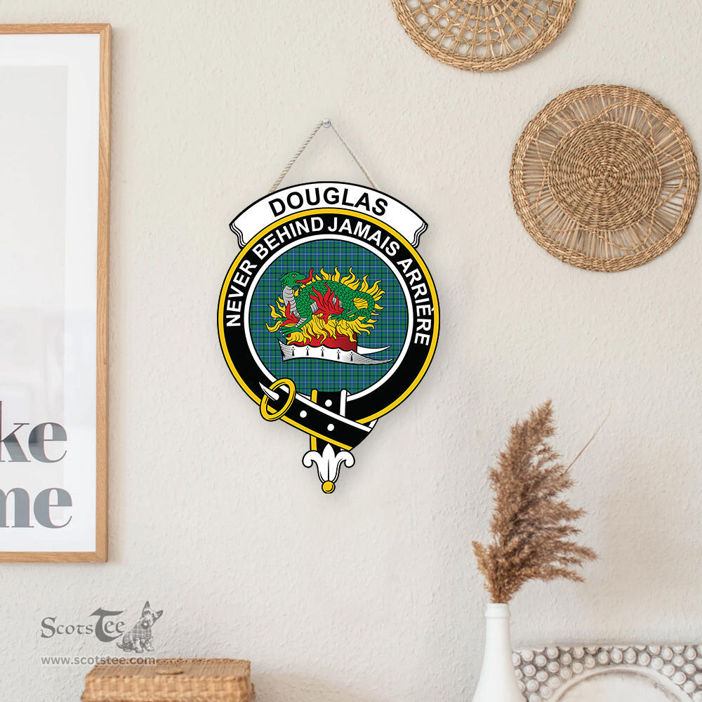ScotsTee Shop Scottish Douglas Ancient Clan Scottish Crest Tartan Wooden Hanging Wall Art Sign