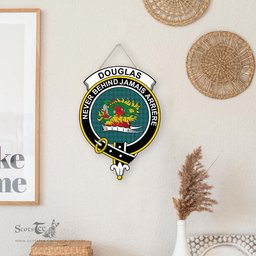 ScotsTee Shop Scottish Douglas Ancient Clan Scottish Crest Tartan Wooden Hanging Wall Art Sign