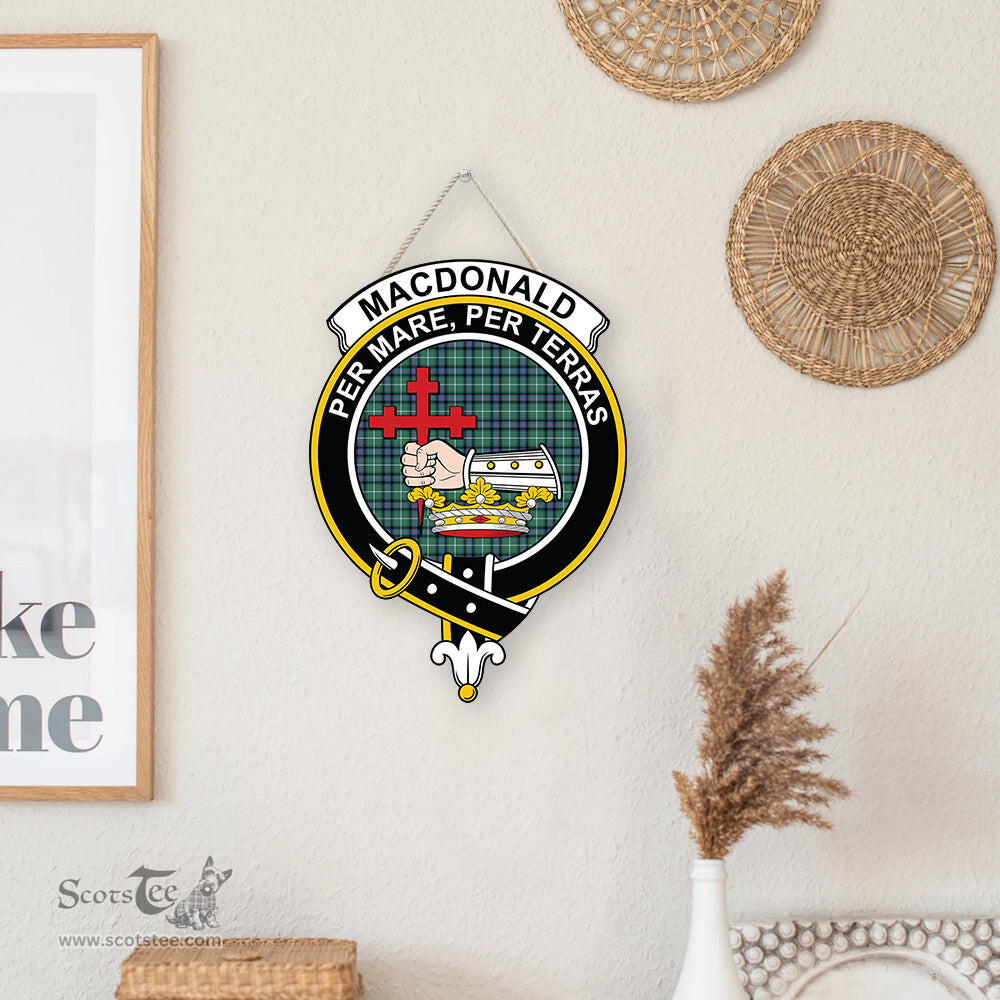ScotsTee Shop Scottish MacDonald of the Isles Hunting Ancient Clan Scottish Crest Tartan Wooden Hanging Wall Art Sign