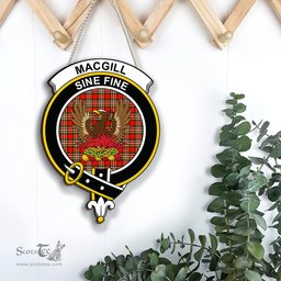 ScotsTee Shop Scottish MacGill Modern Clan Scottish Crest Tartan Wooden Hanging Wall Art Sign