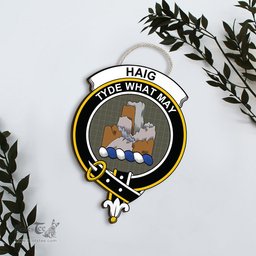 ScotsTee Shop Scottish Haig Check Clan Scottish Crest Tartan Wooden Hanging Wall Art Sign
