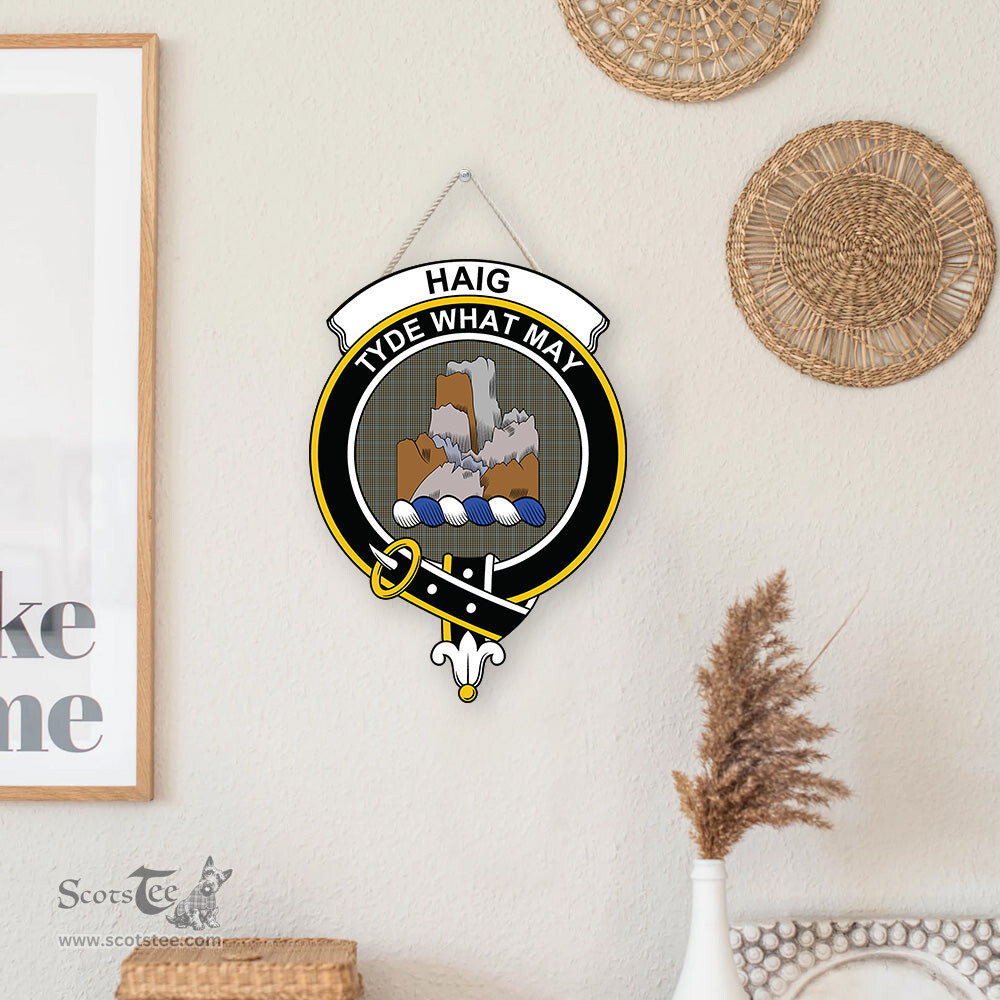 ScotsTee Shop Scottish Haig Check Clan Scottish Crest Tartan Wooden Hanging Wall Art Sign
