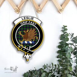 ScotsTee Shop Scottish Leslie Hunting Clan Scottish Crest Tartan Wooden Hanging Wall Art Sign