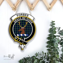 ScotsTee Shop Scottish Forbes Modern Clan Scottish Crest Tartan Wooden Hanging Wall Art Sign
