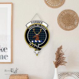 ScotsTee Shop Scottish Forbes Modern Clan Scottish Crest Tartan Wooden Hanging Wall Art Sign