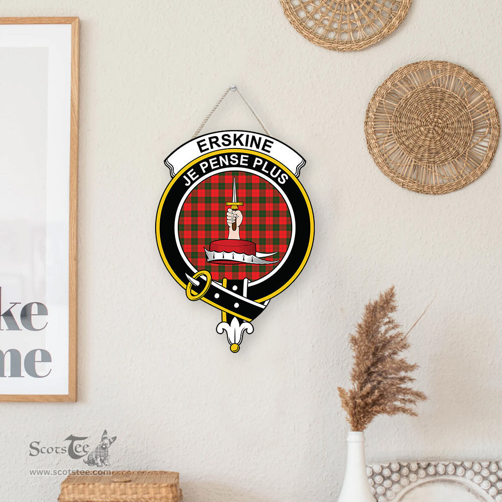 ScotsTee Shop Scottish Erskine Modern Clan Scottish Crest Tartan Wooden Hanging Wall Art Sign