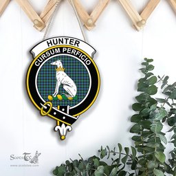 ScotsTee Shop Scottish Hunter Ancient Clan Scottish Crest Tartan Wooden Hanging Wall Art Sign