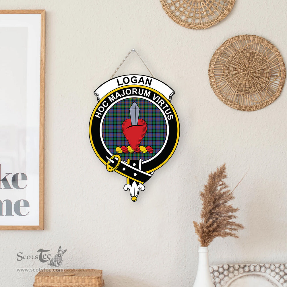 ScotsTee Shop Scottish Logan Ancient Clan Scottish Crest Tartan Wooden Hanging Wall Art Sign