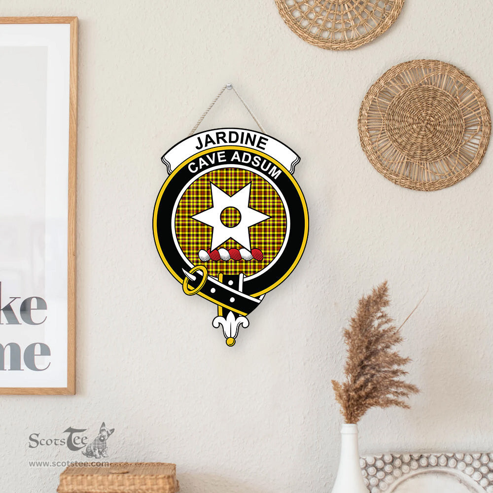 ScotsTee Shop Scottish Jardine Clan Scottish Crest Tartan Wooden Hanging Wall Art Sign